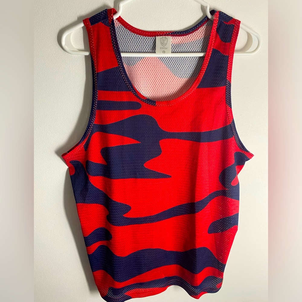 Timoteo Red Camo Mesh Tank